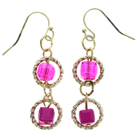Mi Amore Dangle-Earrings Pink/Gold-Tone