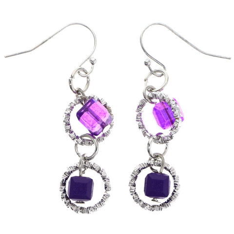 Mi Amore Dangle-Earrings Purple/Silver-Tone