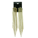 Gold-Tone Metal Tassel-Earrings With Crystal Accents