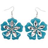 Mi Amore Flower Dangle-Earrings Blue/Silver-Tone