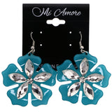 Mi Amore Flower Dangle-Earrings Blue/Silver-Tone