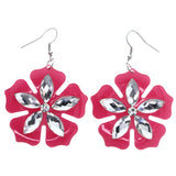 Mi Amore Flower Dangle-Earrings Pink/Silver-Tone