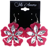 Mi Amore Flower Dangle-Earrings Pink/Silver-Tone