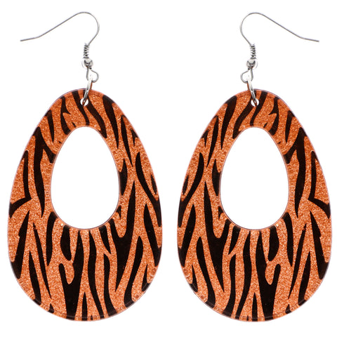 Mi Amore Zebra Stripe Dangle-Earrings Orange/Black