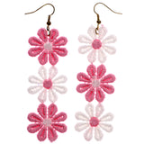 Mi Amore Flower Dangle-Earrings Pink/White