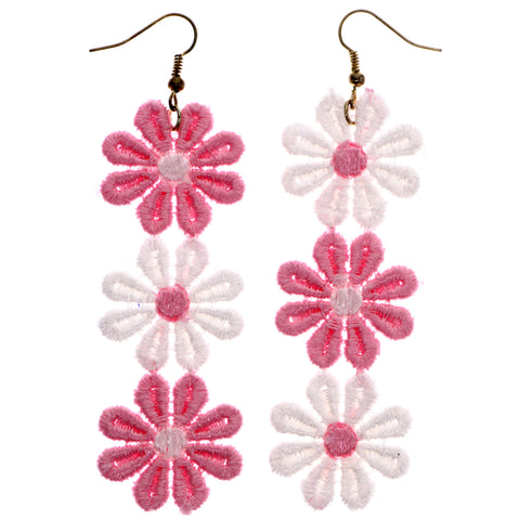 Mi Amore Flower Dangle-Earrings Pink/White