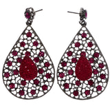 Mi Amore Flower Drop-Dangle-Earrings Silver-Tone/Pink