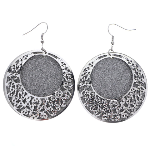 Mi Amore Glitter Dangle-Earrings Silver-Tone