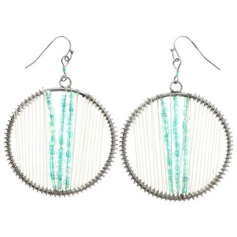 Mi Amore AB Finish Dangle-Earrings Green/White
