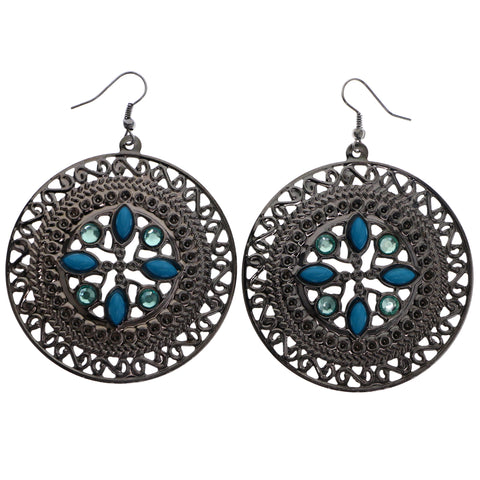 Mi Amore Dangle-Earrings Silver-Tone/Blue
