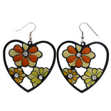 Mi Amore Heart Flower Dangle-Earrings Yellow & Black