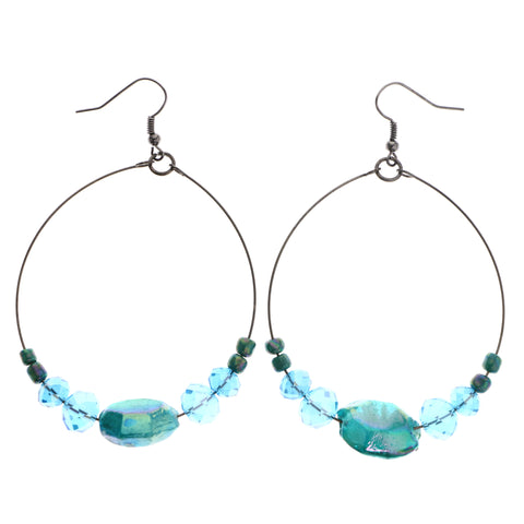Mi Amore AB Finish Dangle-Earrings Silver-Tone/Blue