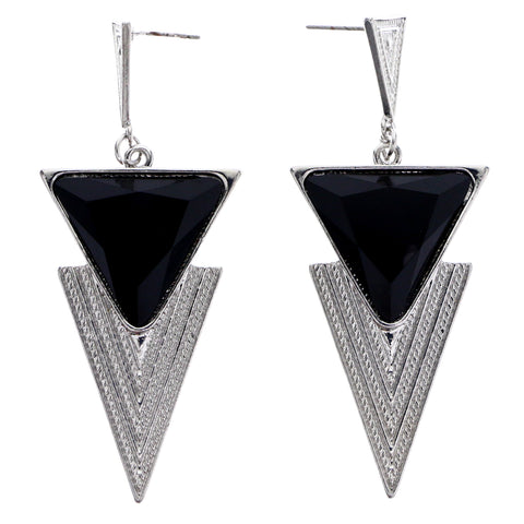 Mi Amore Drop-Dangle-Earrings Silver-Tone/Black