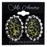 Mi Amore Cheetah Print Stud-Earrings Silver-Tone/Yellow