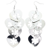 Mi Amore Heart Flower Dangle-Earrings Silver-Tone