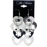 Mi Amore Heart Flower Dangle-Earrings Silver-Tone