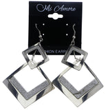 Mi Amore Glitter Dangle-Earrings Silver-Tone