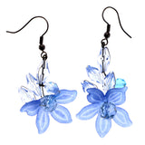 Mi Amore Flower AB Finish Dangle-Earrings Blue