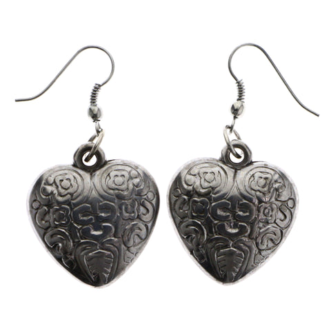 Mi Amore Heart Dangle-Earrings Silver-Tone