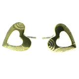 Gold-Tone Heart Metal Stud-Earrings