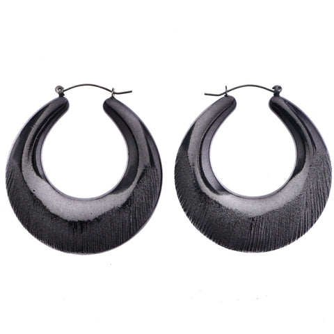 Mi Amore Hoop-Earrings Black/Silver-Tone