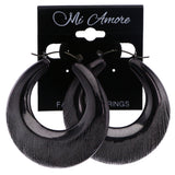 Mi Amore Hoop-Earrings Black/Silver-Tone