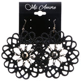 Mi Amore Flower Dangle-Earrings Black/Silver-Tone