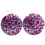 Mi Amore Retro Textured Dangle-Earrings Pink & Silver-Tone