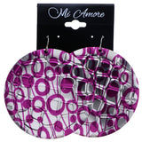 Mi Amore Retro Textured Dangle-Earrings Pink & Silver-Tone