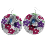Mi Amore Textured Flower Dangle-Earrings Silver-Tone & Multicolor