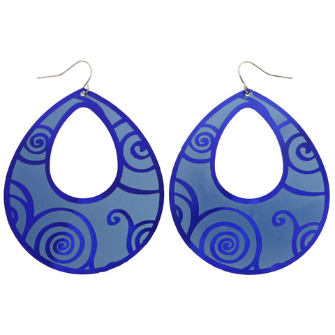 Mi Amore Swirly Line Dangle-Earrings Blue