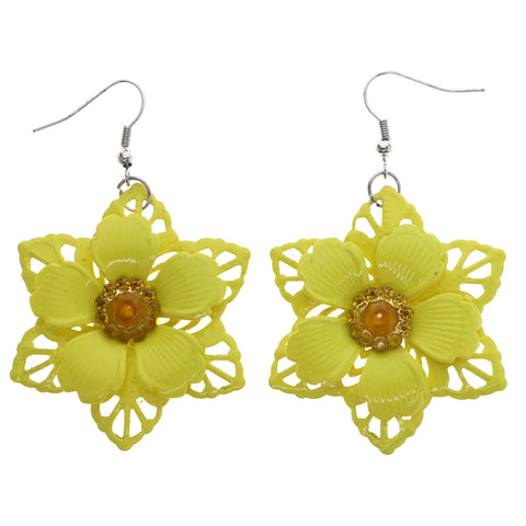 Mi Amore Flower Dangle-Earrings Yellow