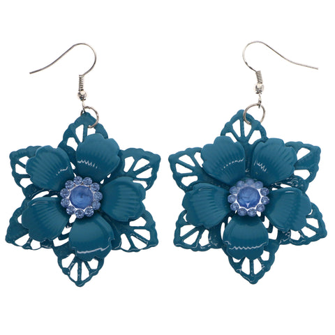 Mi Amore Flower Dangle-Earrings Blue