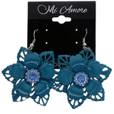 Mi Amore Flower Dangle-Earrings Blue