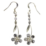 Mi Amore Flower Dangle-Earrings Silver-Tone/White