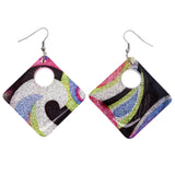 Mi Amore Glitter Heart Dangle-Earrings Multicolor & Silver-Tone