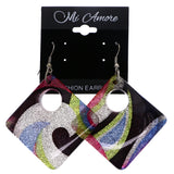 Mi Amore Glitter Heart Dangle-Earrings Multicolor & Silver-Tone