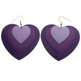 Mi Amore Heart Dangle-Earrings Purple