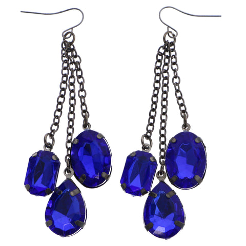 Mi Amore Dangle-Earrings Silver-Tone/Blue
