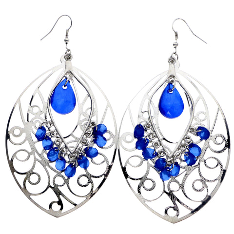 Mi Amore Dangle-Earrings Silver-Tone/Blue
