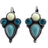 Mi Amore Antiqued Dangle-Earrings Blue/Silver-Tone