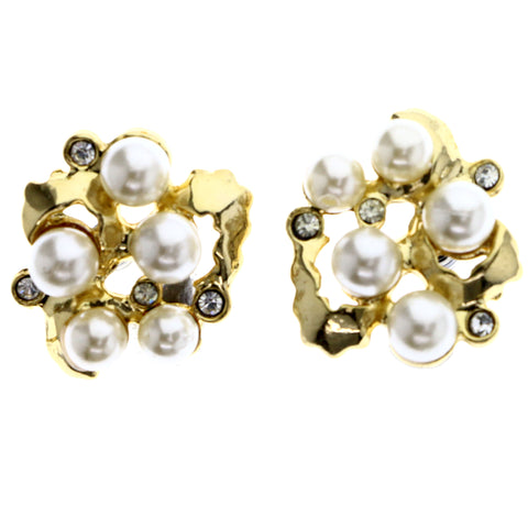 Mi Amore Stud-Earrings Gold-Tone/White