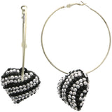 Mi Amore Heart Hoop-Earrings Silver-Tone/Black