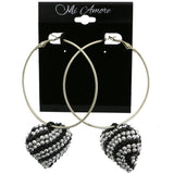 Mi Amore Heart Hoop-Earrings Silver-Tone/Black
