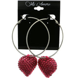 Mi Amore Heart Hoop-Earrings Silver-Tone/Pink