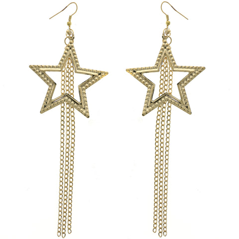 Mi Amore Star Chains Dangle-Earrings Gold-Tone
