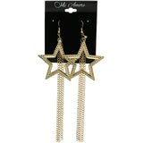 Mi Amore Star Chains Dangle-Earrings Gold-Tone