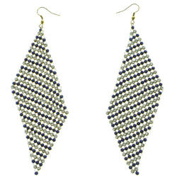 Gold-Tone & Multi Colored Metal Dangle-Earrings With Crystal Accents
