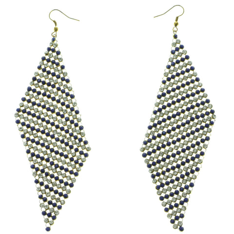 Gold-Tone & Multi Colored Metal Dangle-Earrings With Crystal Accents