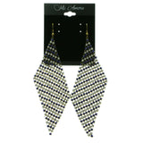 Gold-Tone & Multi Colored Metal Dangle-Earrings With Crystal Accents